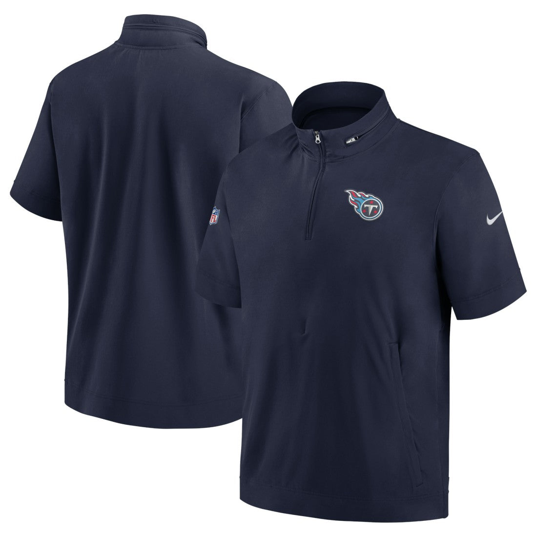 Tennessee Titans Sideline Coach Short Sleeve Hoodie Quarter-Zip Jacket - Navy  - Navy Hoodies