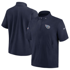 Tennessee Titans Sideline Coach Short Sleeve Hoodie Quarter-Zip Jacket - Navy  - Navy Hoodies