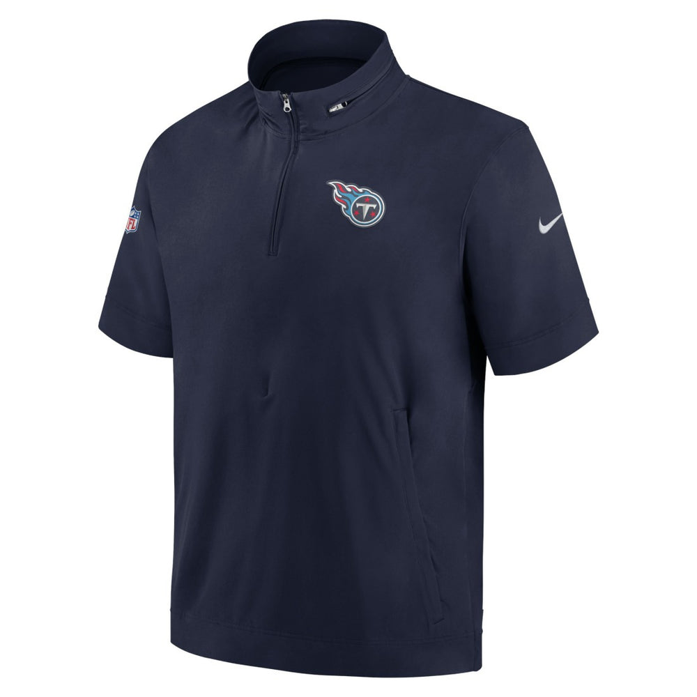 Tennessee Titans Sideline Coach Short Sleeve Hoodie Quarter-Zip Jacket - Navy  - Navy Hoodies