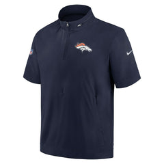 Denver Broncos Sideline Coach Short Sleeve Hoodie Quarter-Zip Jacket - Navy  - Navy Hoodies