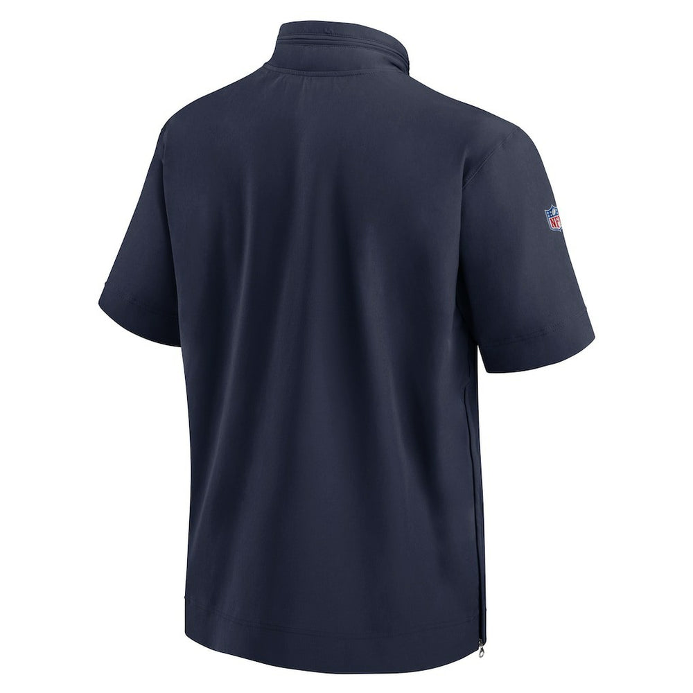 Denver Broncos Sideline Coach Short Sleeve Hoodie Quarter-Zip Jacket - Navy  - Navy Hoodies