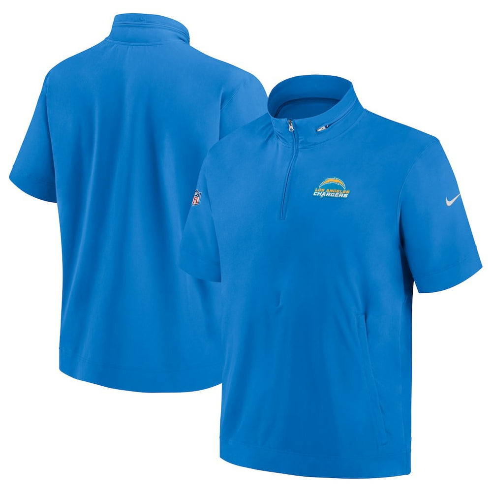 Los Angeles Chargers Sideline Coach Short Sleeve Hoodie Quarter-Zip Jacket - Powder Blue  - Powder Blue Hoodies