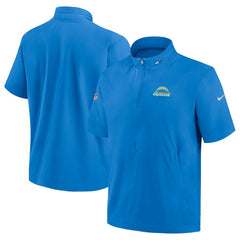 Los Angeles Chargers Sideline Coach Short Sleeve Hoodie Quarter-Zip Jacket - Powder Blue  - Powder Blue Hoodies