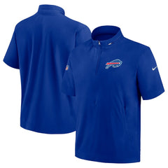 Buffalo Bills Sideline Coach Short Sleeve Hoodie Quarter-Zip Jacket - Royal  - Royal Hoodies