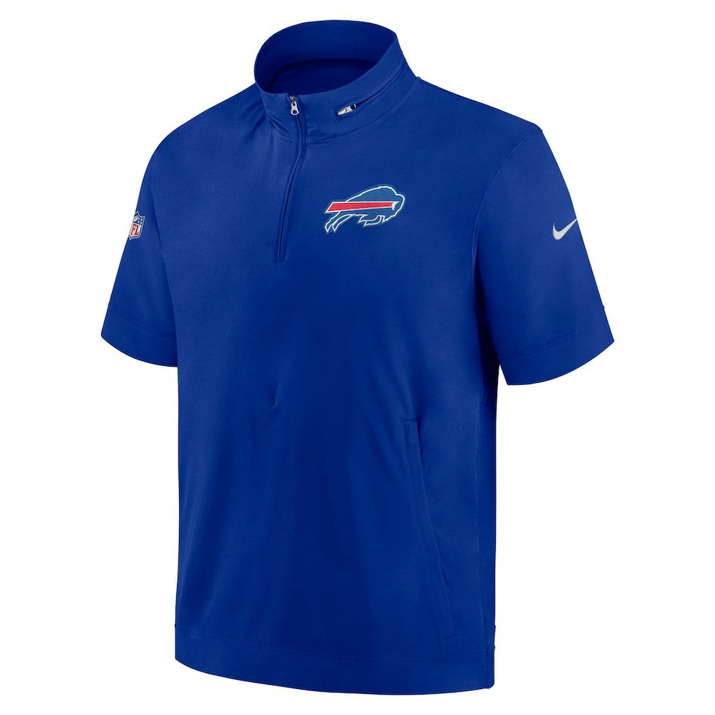 Buffalo Bills Sideline Coach Short Sleeve Hoodie Quarter-Zip Jacket - Royal  - Royal Hoodies