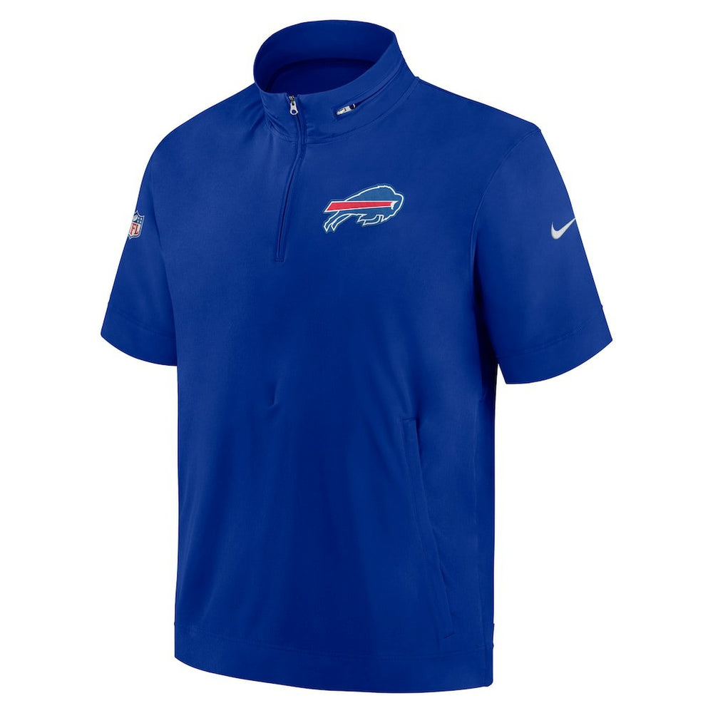 Buffalo Bills Sideline Coach Short Sleeve Hoodie Quarter-Zip Jacket - Royal  - Royal Hoodies
