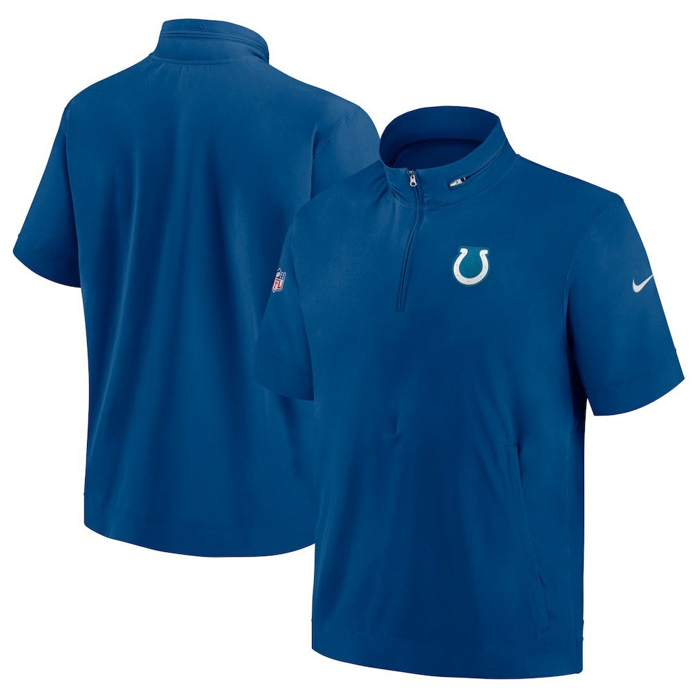 Indianapolis Colts Sideline Coach Short Sleeve Hoodie Quarter-Zip Jacket - Royal  - Royal Hoodies