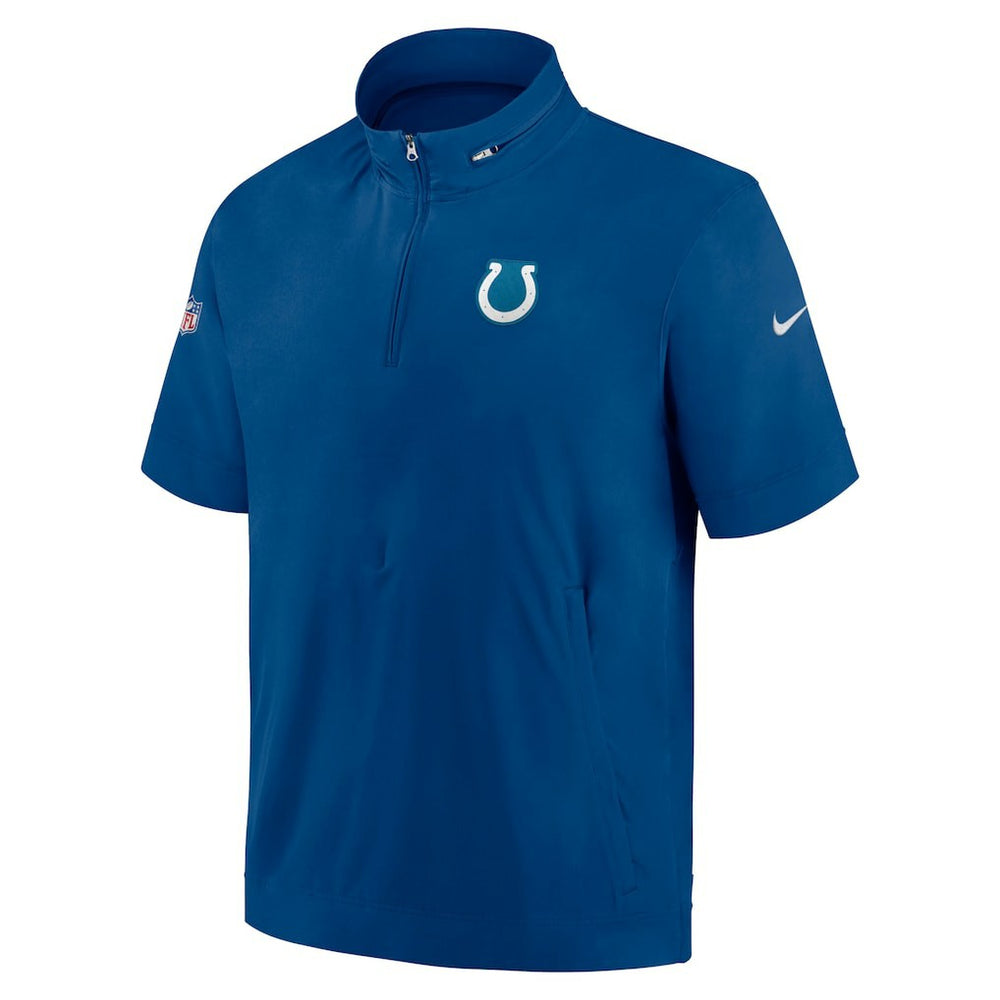 Indianapolis Colts Sideline Coach Short Sleeve Hoodie Quarter-Zip Jacket - Royal  - Royal Hoodies