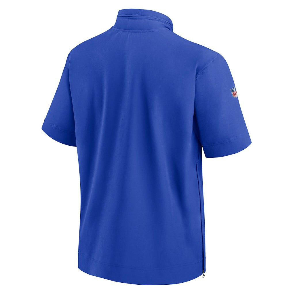 Los Angeles Rams Sideline Coach Short Sleeve Hoodie Quarter-Zip Jacket - Royal  - Royal Hoodies