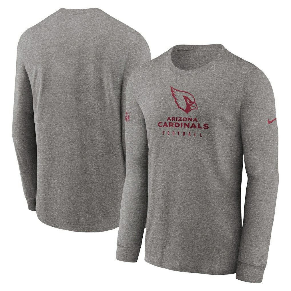 Arizona Cardinals Sideline Performance Long Sleeve T-Shirt - Heather Gray T-shirts