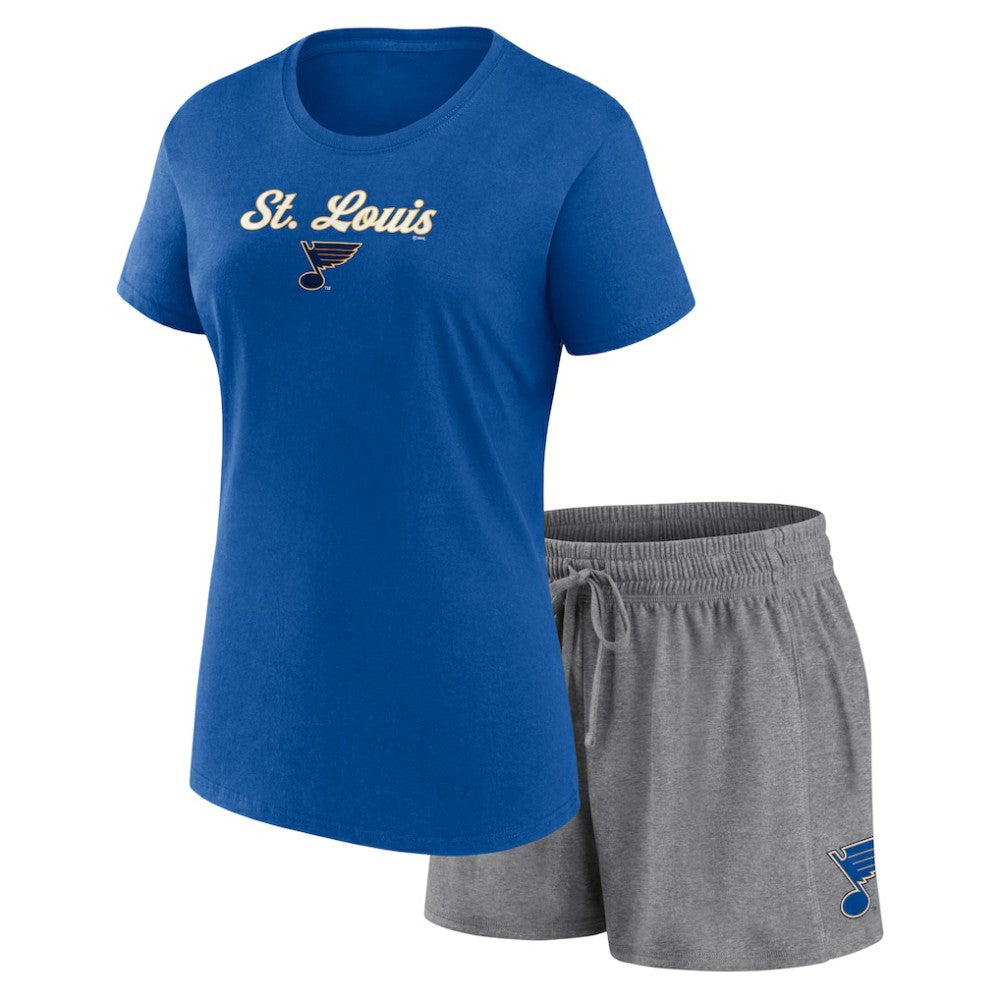 St. Louis Blues Fanatics Women's Script T-Shirt & Shorts Set - Blue/Gray | US 5025679