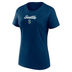 Seattle Kraken Fanatics Women's Script T-Shirt & Shorts Set - Navy/Gray | US 5025697
