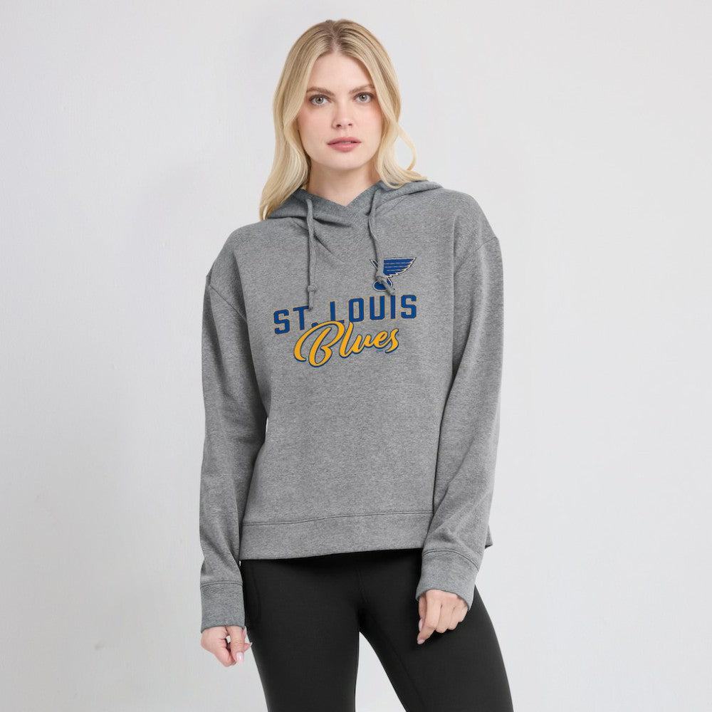 St. Louis Blues Fanatics Women's Script Favorite Pullover Hoodie - Heather Gray | US 5025711