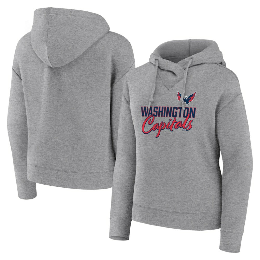 Washington Capitals Fanatics Women's Script Favorite Pullover Hoodie - Heather Gray | US 5025719