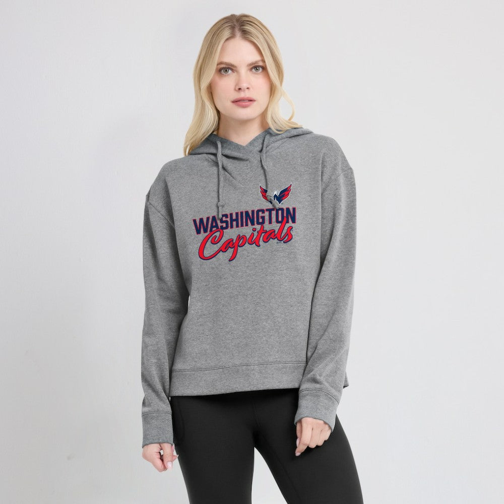 Washington Capitals Fanatics Women's Script Favorite Pullover Hoodie - Heather Gray | US 5025719