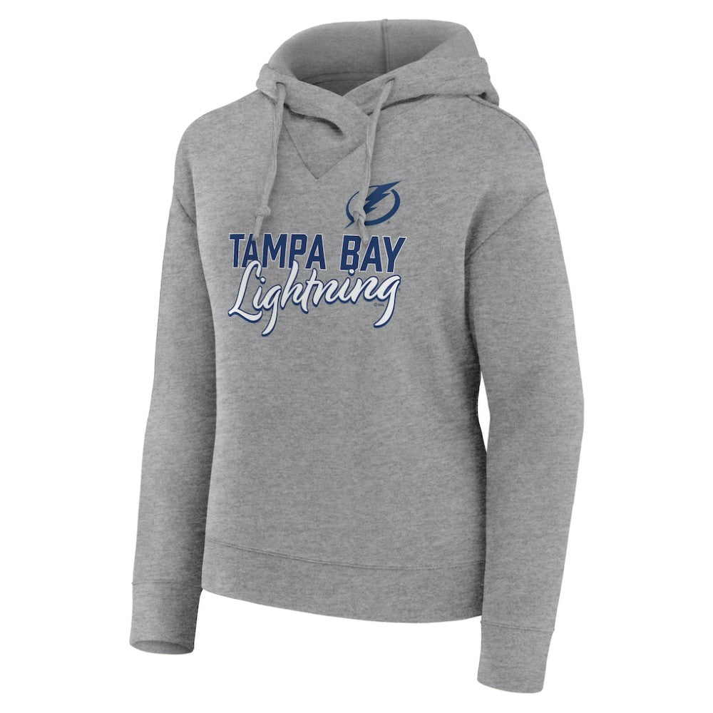 Tampa Bay Lightning Fanatics Women's Script Favorite Pullover Hoodie - Heather Gray | US 5025726