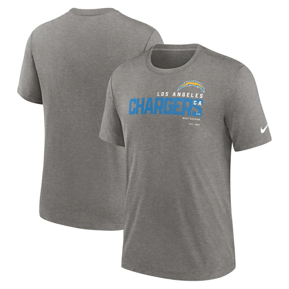 Los Angeles Chargers Team Tri-Blend T-Shirt - Heather Charcoal T-shirts