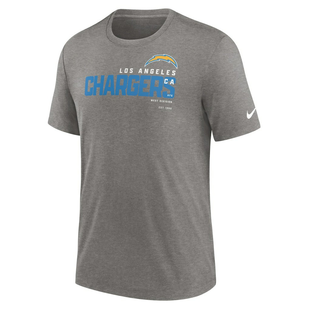 Los Angeles Chargers Team Tri-Blend T-Shirt - Heather Charcoal T-shirts