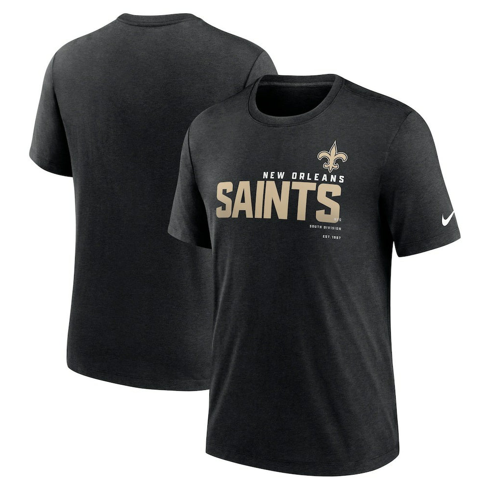 New Orleans Saints Team Tri-Blend T-Shirt - Heather Black T-shirts