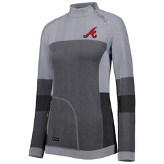 Atlanta Braves Levelwear Women's Verse Asymmetrical Raglan Tri-Blend Quarter-Zip Jacket - Charcoal Jackets