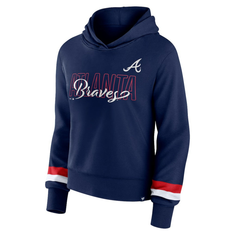 Atlanta Braves Fanatics Women's Over Under Pullover Hoodie - Navy Hoodies