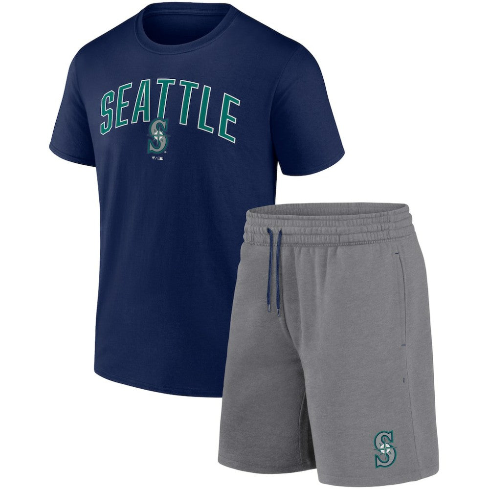 Seattle Mariners Fanatics Arch T-Shirt & Shorts Combo Set - Navy/Heather Gray Shorts