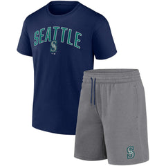 Seattle Mariners Fanatics Arch T-Shirt & Shorts Combo Set - Navy/Heather Gray Shorts