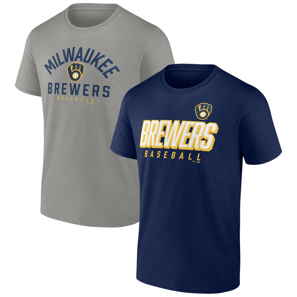 Milwaukee Brewers Fanatics Player Pack T-Shirt Combo Set - Navy/Gray T-shirts
