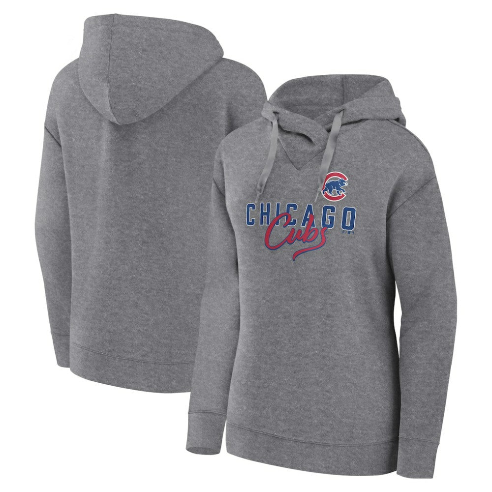Chicago Cubs Fanatics Women's Script Favorite Lightweight Pullover Hoodie - Heather Gray Hoodies