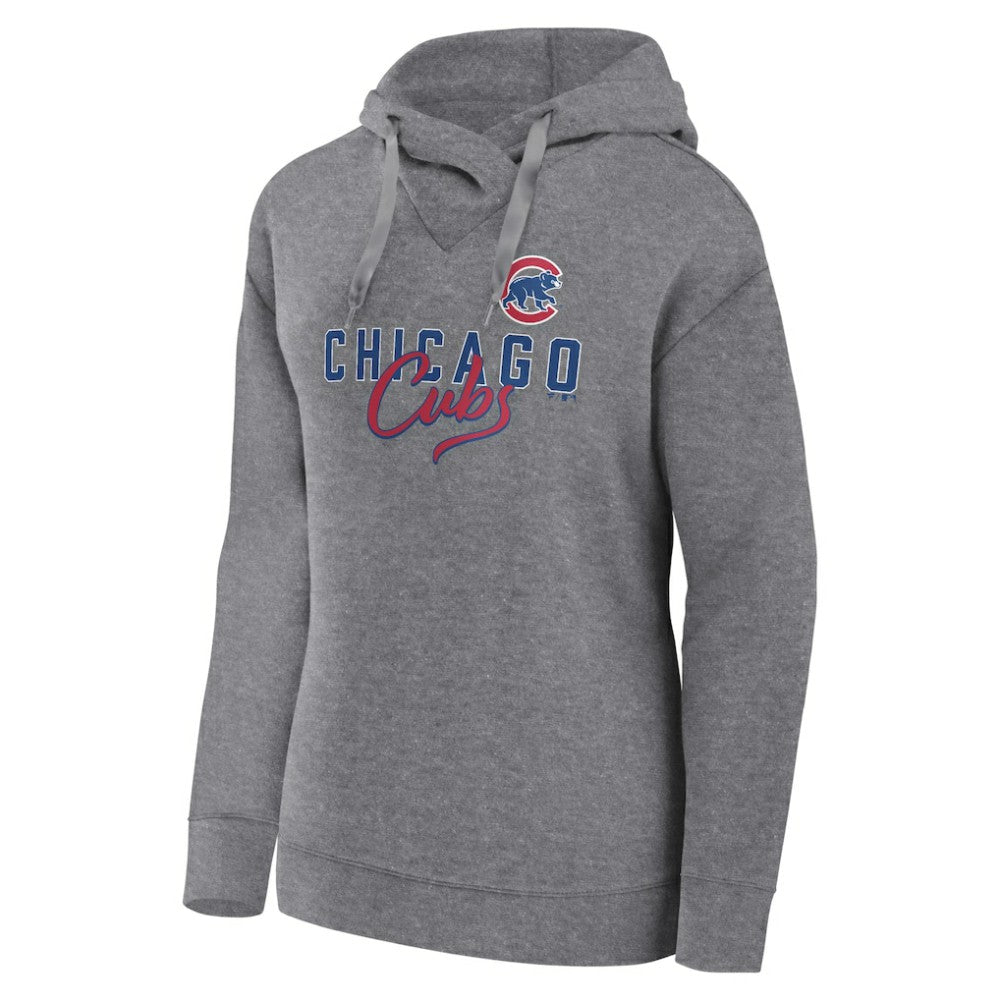 Chicago Cubs Fanatics Women's Script Favorite Lightweight Pullover Hoodie - Heather Gray Hoodies