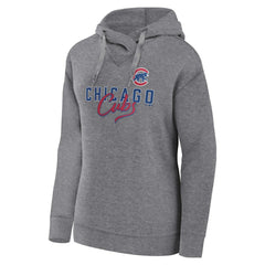 Chicago Cubs Fanatics Women's Script Favorite Lightweight Pullover Hoodie - Heather Gray Hoodies