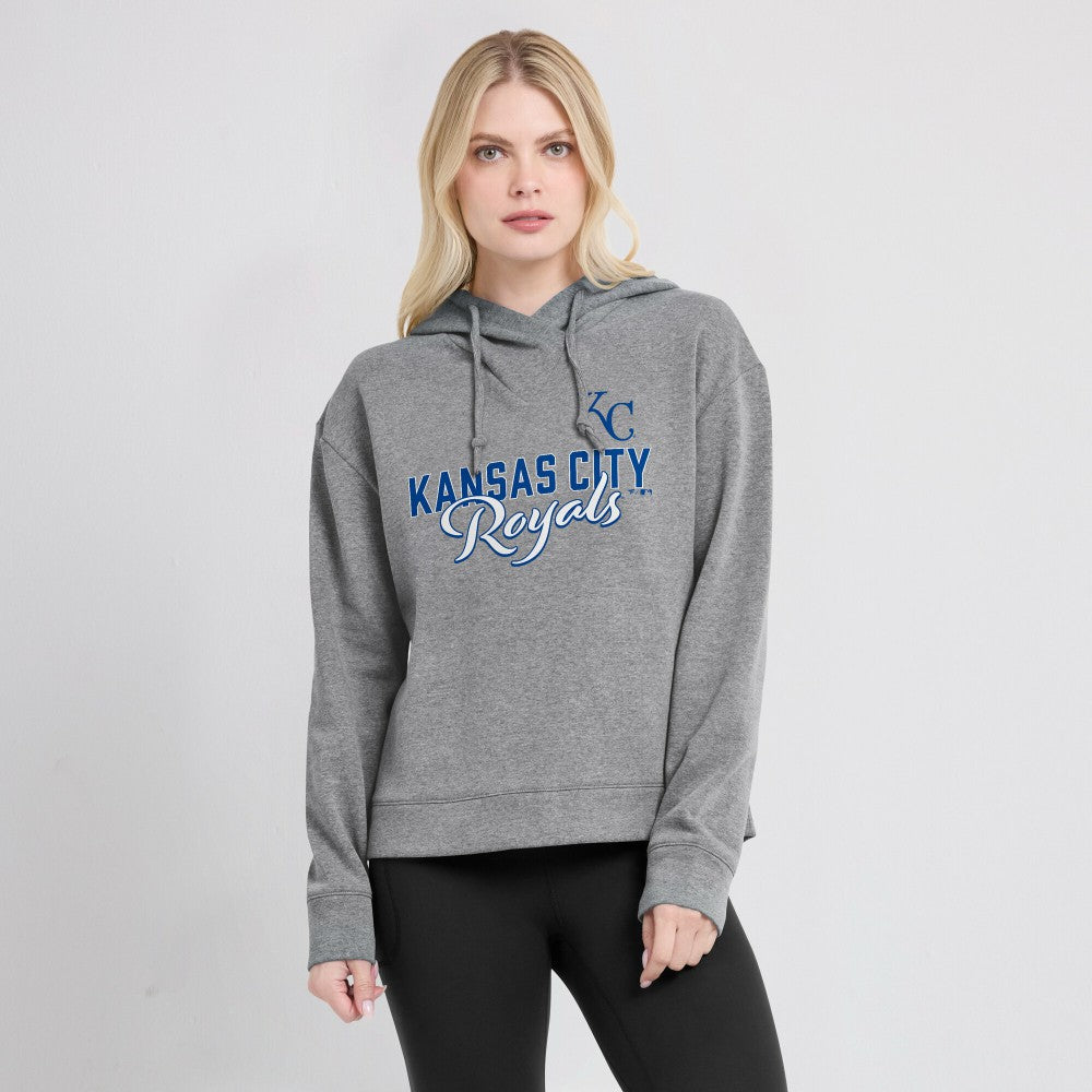 Kansas City Royals Fanatics Women's Script Favorite Lightweight Pullover Hoodie - Heather Gray Hoodies