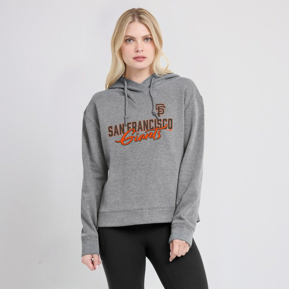 San Francisco Giants Fanatics Women's Script Favorite Lightweight Pullover Hoodie - Heather Gray Hoodies