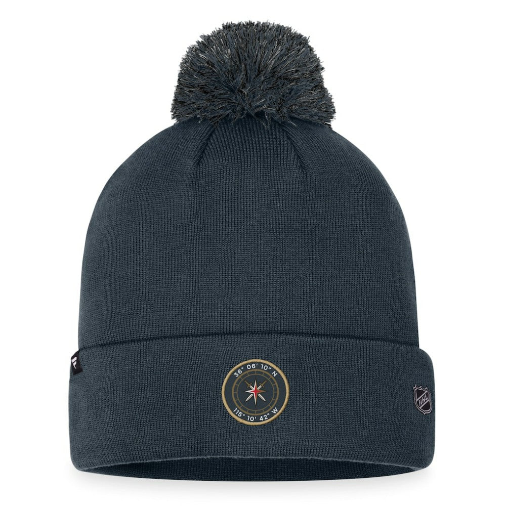 Vegas Golden Knights Fanatics 2023 NHL Draft Cuffed Knit Hat with Pom - Charcoal | US 5035878