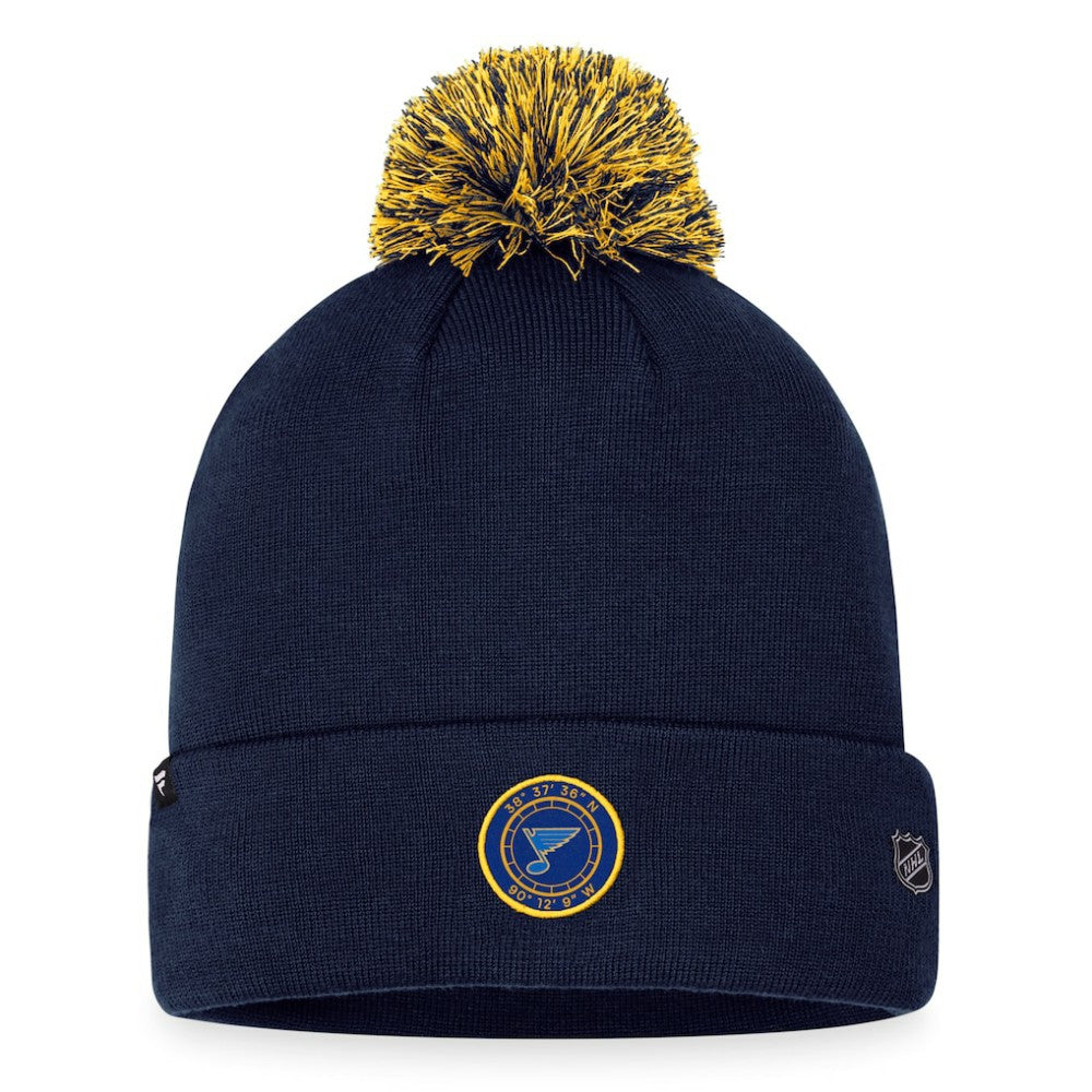 St. Louis Blues Fanatics 2023 NHL Draft Cuffed Knit Hat with Pom - Navy | US 5035886