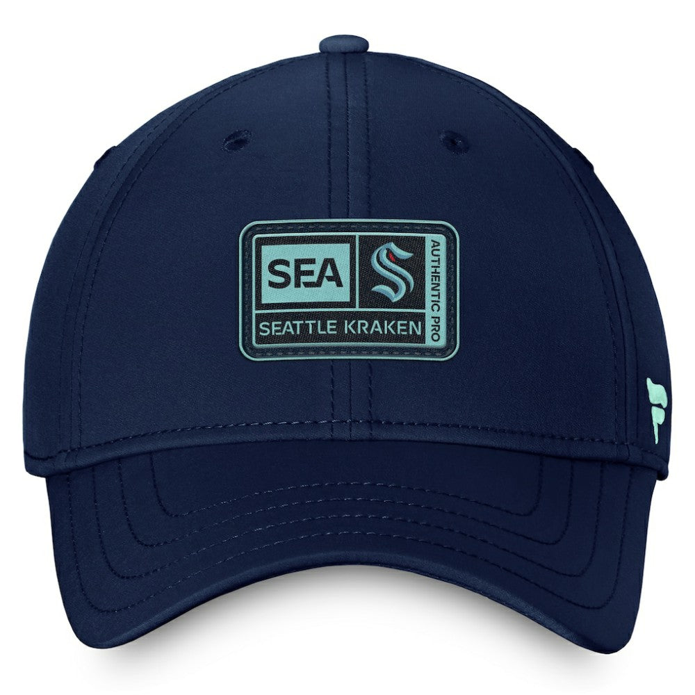 Seattle Kraken Fanatics Authentic Pro Training Camp Flex Hat – Deep Sea Blue | US 5035921