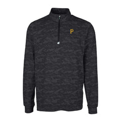 Pittsburgh Pirates Cutter & Buck Big & Tall Traverse Camo Print Stretch Quarter-Zip Pullover Top - Black Pullover