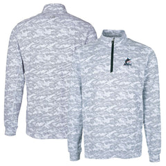 Miami Marlins Cutter & Buck Big & Tall Traverse Camo Print Stretch Quarter-Zip Pullover Top - Charcoal Pullover