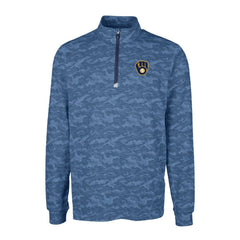 Milwaukee Brewers Cutter & Buck Big & Tall Traverse Camo Print Stretch Quarter-Zip Pullover Top - Navy Pullover