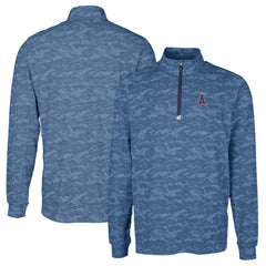 Los Angeles Angels Cutter & Buck Big & Tall Traverse Camo Print Stretch Quarter-Zip Pullover Top - Navy Pullover