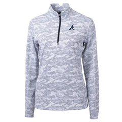 Atlanta Braves Cutter & Buck Women's Traverse Camo Print Stretch Quarter-Zip Pullover Top - Charcoal Pullover