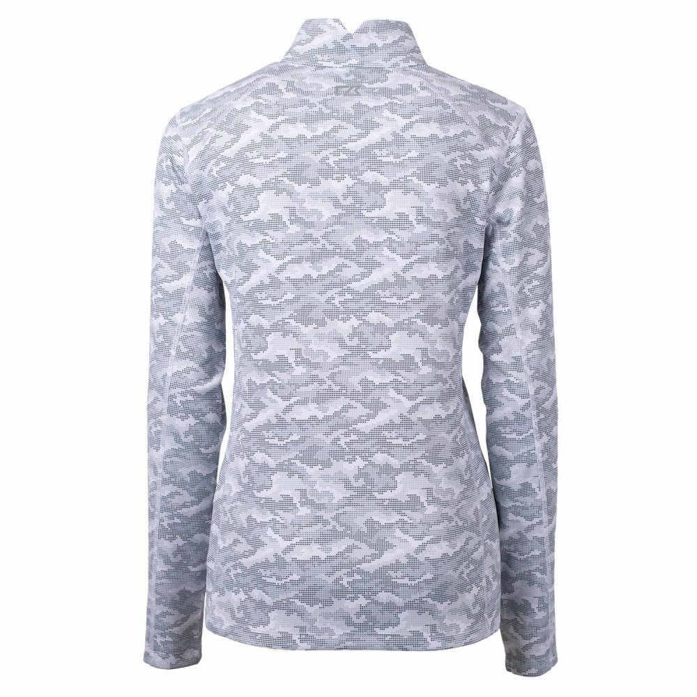 Miami Marlins Cutter & Buck Women's Traverse Camo Print Stretch Quarter-Zip Pullover Top - Charcoal Pullover
