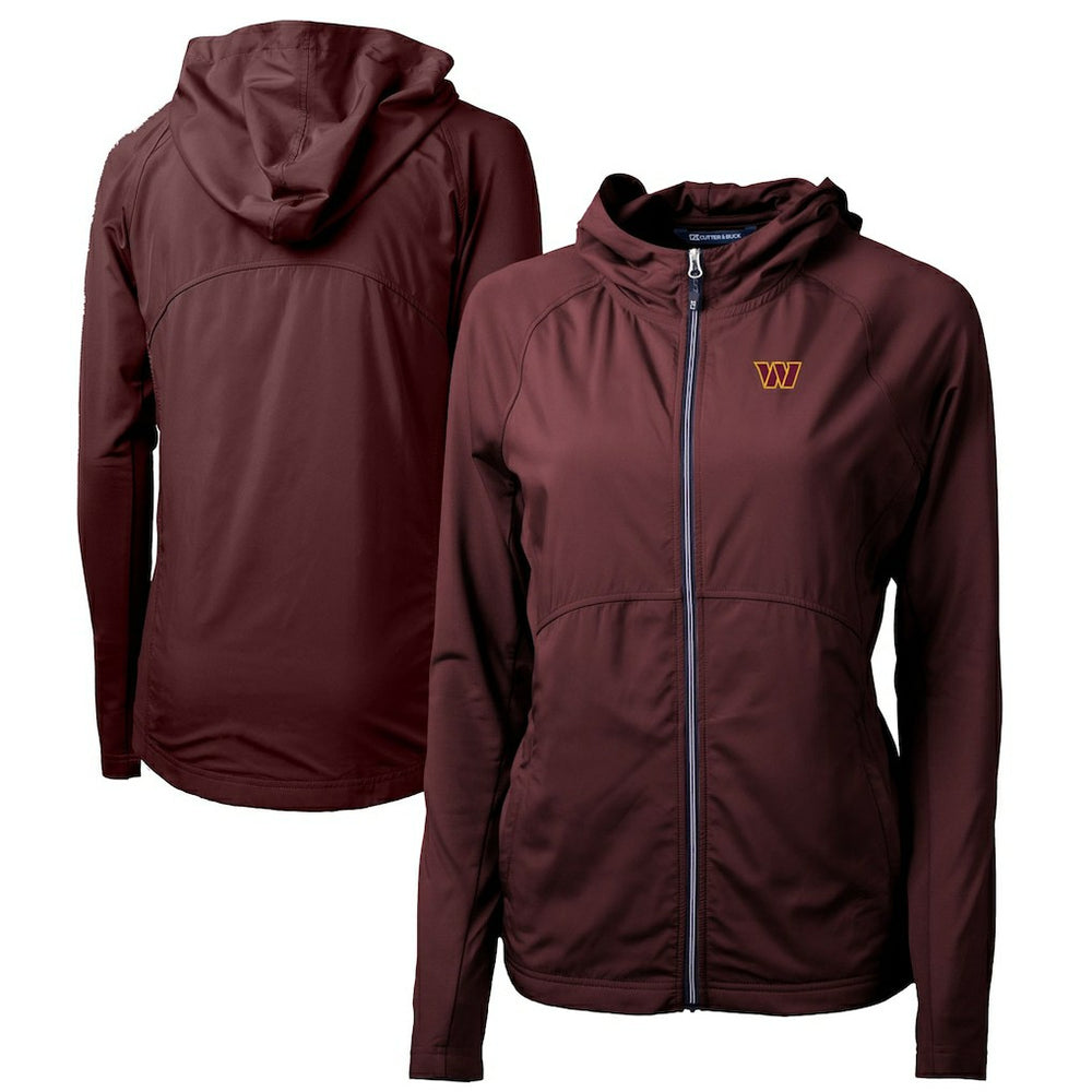 Washington Commanders Cutter & Buck Women's Adapt Eco Knit Hybrid Recycled Full-Zip Hoodie - Burgundy Hoodies