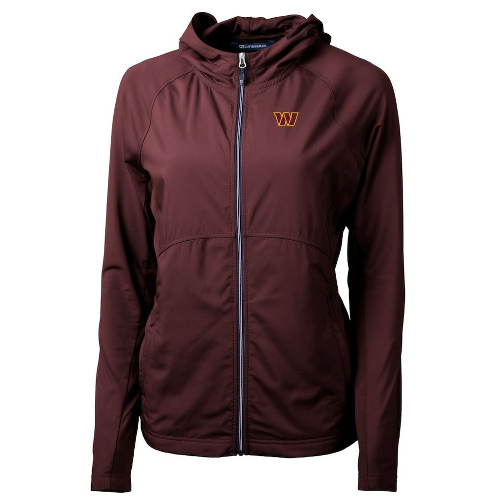 Washington Commanders Cutter & Buck Women's Adapt Eco Knit Hybrid Recycled Full-Zip Hoodie - Burgundy Hoodies