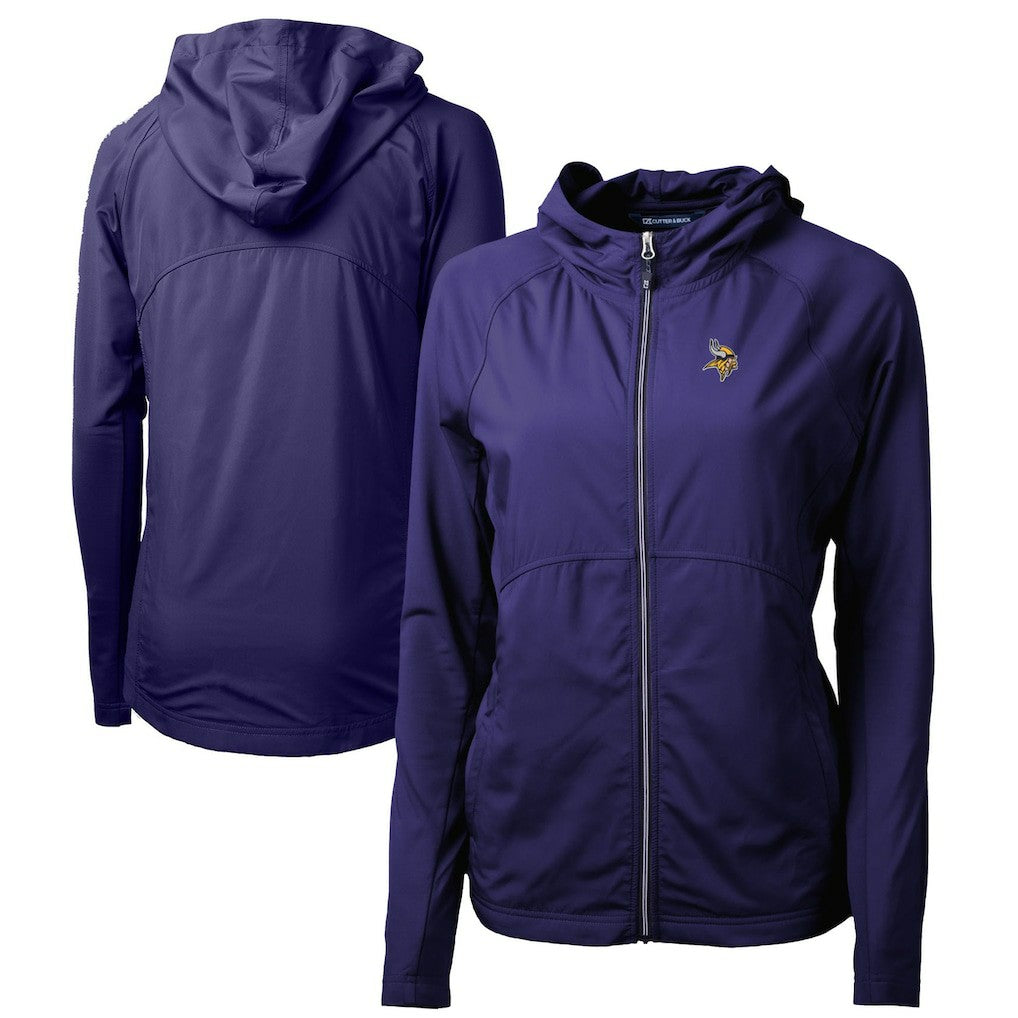 Minnesota Vikings Cutter & Buck Women's Adapt Eco Knit Hybrid Recycled Full-Zip Hoodie - Purple Hoodies