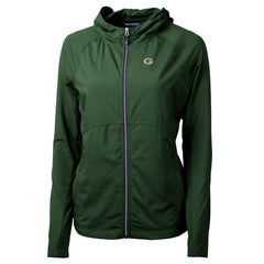 Green Bay Packers Cutter & Buck Women's Adapt Eco Knit Hybrid Recycled Full-Zip Hoodie - Hunter Green Hoodies