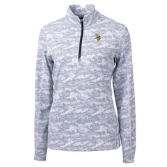 Minnesota Vikings Cutter & Buck Women's Traverse Camo Print Stretch Quarter-Zip Pullover Top - Charcoal Pullover