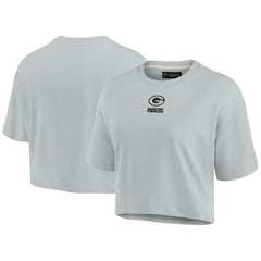 Green Bay Packers Women's Elements Super Soft Boxy Cropped T-Shirt - Gray T-shirts