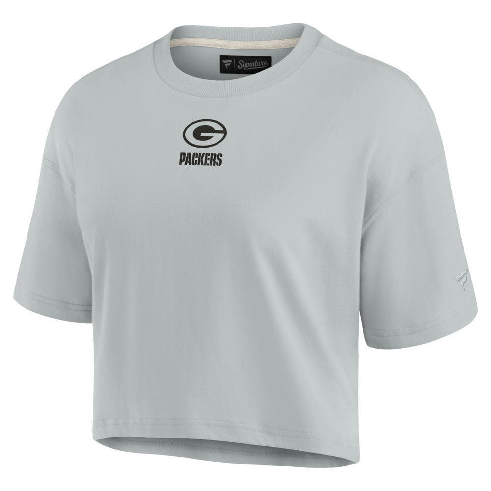 Green Bay Packers Women's Elements Super Soft Boxy Cropped T-Shirt - Gray T-shirts