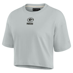 Green Bay Packers Women's Elements Super Soft Boxy Cropped T-Shirt - Gray T-shirts